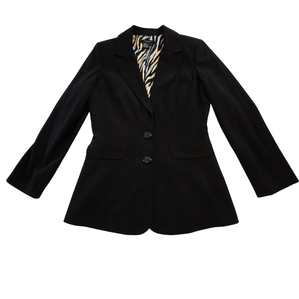 Sandro Black Blazer with Zebra Print Lining